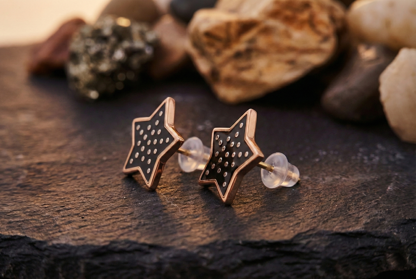 Elegant Black Star Stud Earrings – Gold Outline Designer Party Wear Earrings for Women - Image 3