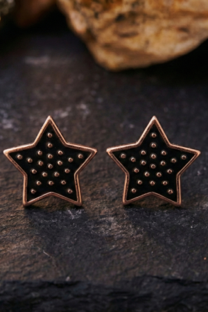 Elegant Black Star Stud Earrings – Gold Outline Designer Party Wear Earrings for Women