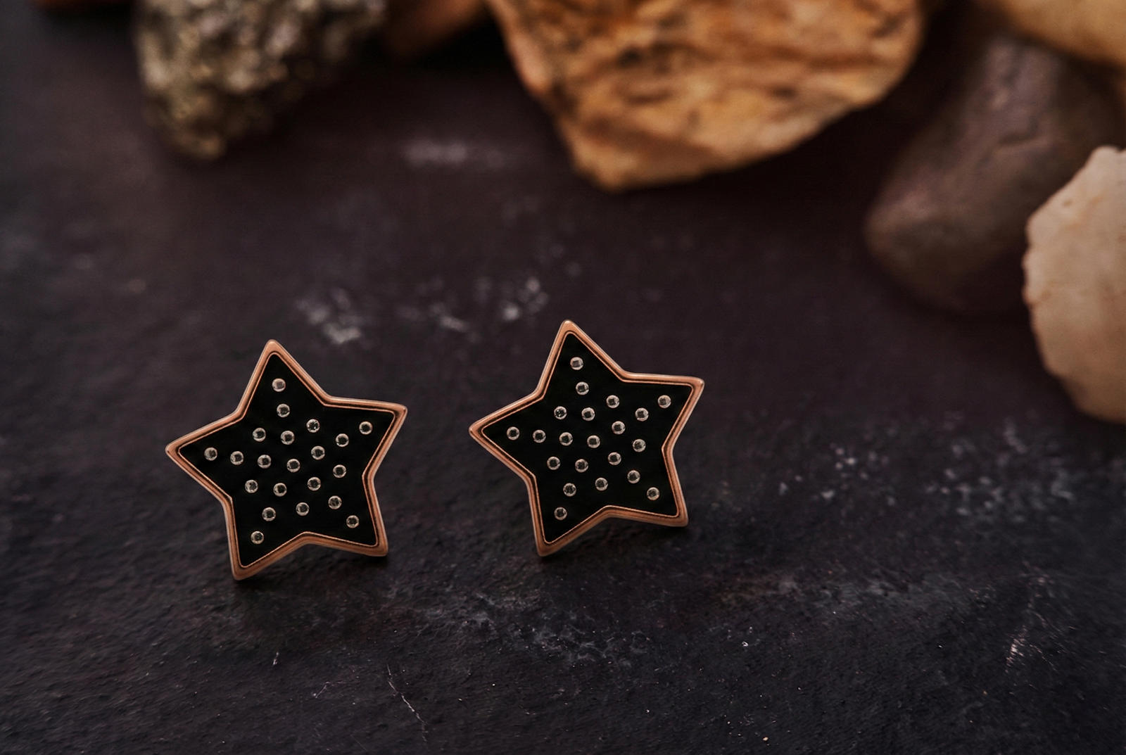 Elegant Black Star Stud Earrings – Gold Outline Designer Party Wear Earrings for Women - Image 4