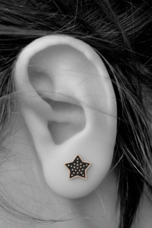 Elegant Black Star Stud Earrings – Gold Outline Designer Party Wear Earrings for Women