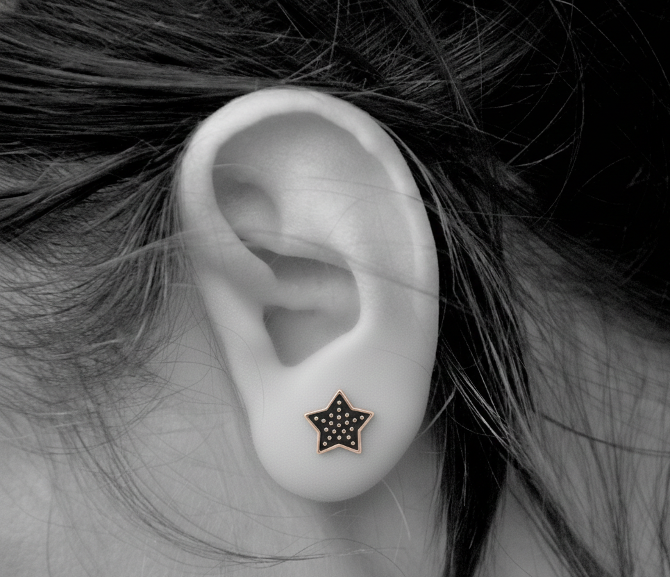 Elegant Black Star Stud Earrings – Gold Outline Designer Party Wear Earrings for Women