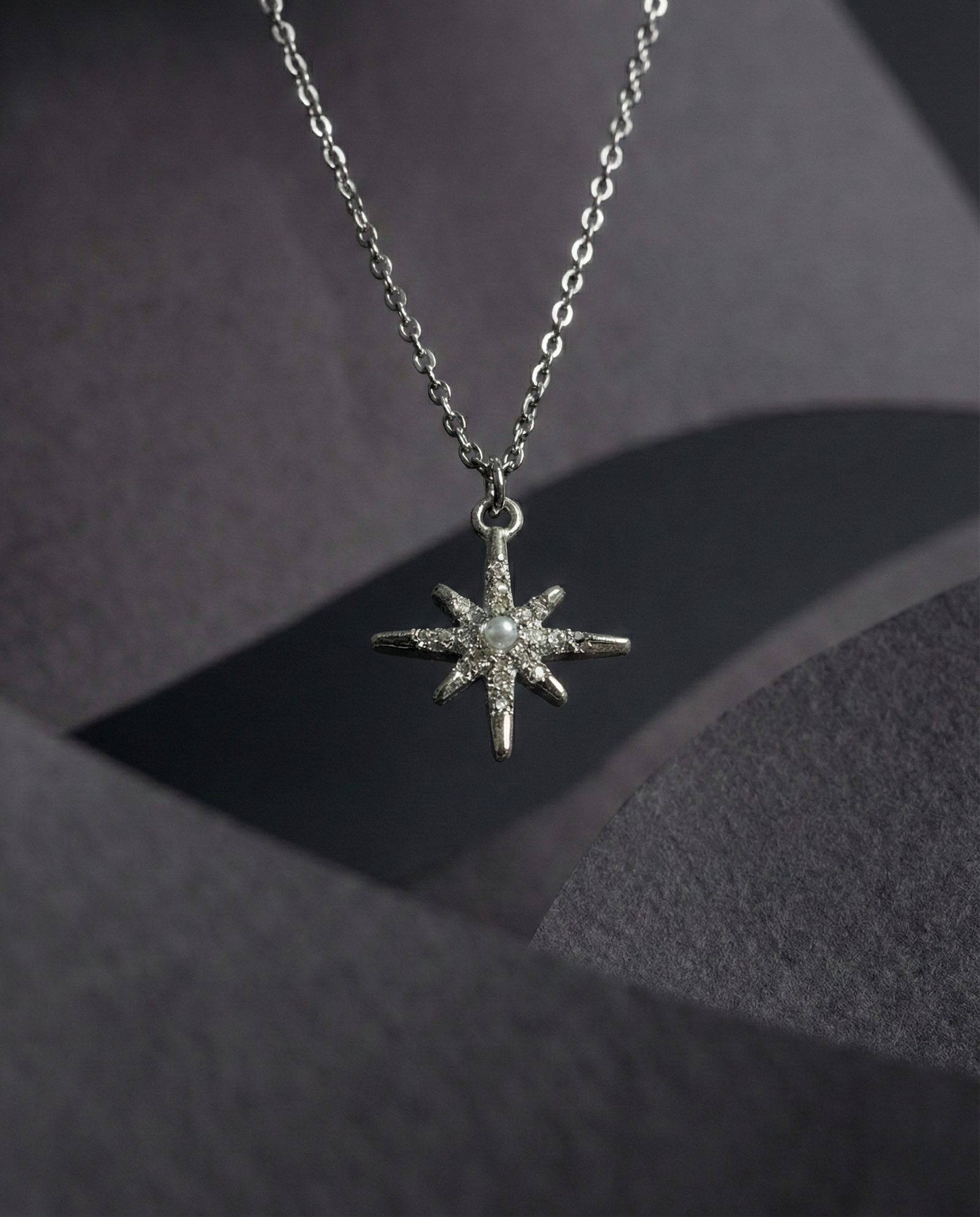 Elegant Starburst Pendant Necklace with Pearl Center Korean Jewellery for Women - Moon Beauty