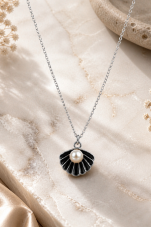 Black Pearl Shell Pendant Necklace Korean Jewellery for Women - Moon Beauty