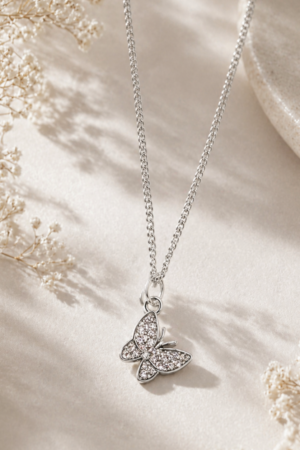 Butterfly Pendant Necklace for Women | Crystal Butterfly Necklace Korean Jewellery for Women - Moon Beauty