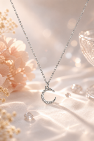 Initial C Pendant Necklace for Women | Crystal Letter C Necklace Korean Jewellery for Women - Moon Beauty