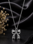 Minimal Bow Charm Necklace Korean Jewellery for Women - Moon Beauty