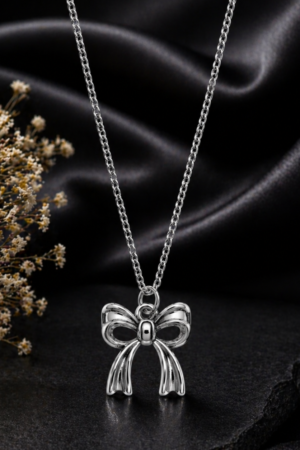 Minimal Bow Charm Necklace Korean Jewellery for Women - Moon Beauty