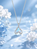 Opal Heart Pendant Necklace Korean Jewellery for Women - Moon Beauty