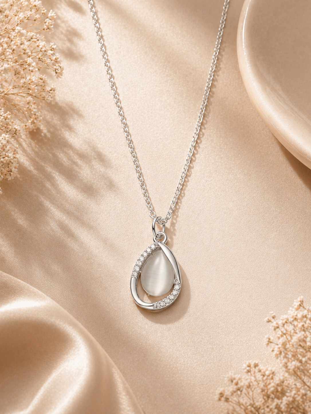 Pearl Drop Crystal Necklace Korean Jewellery for Women - Moon Beauty
