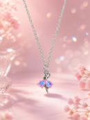 Pink Opal Butterfly Pendant Necklace Korean Jewellery for Women - Moon Beauty